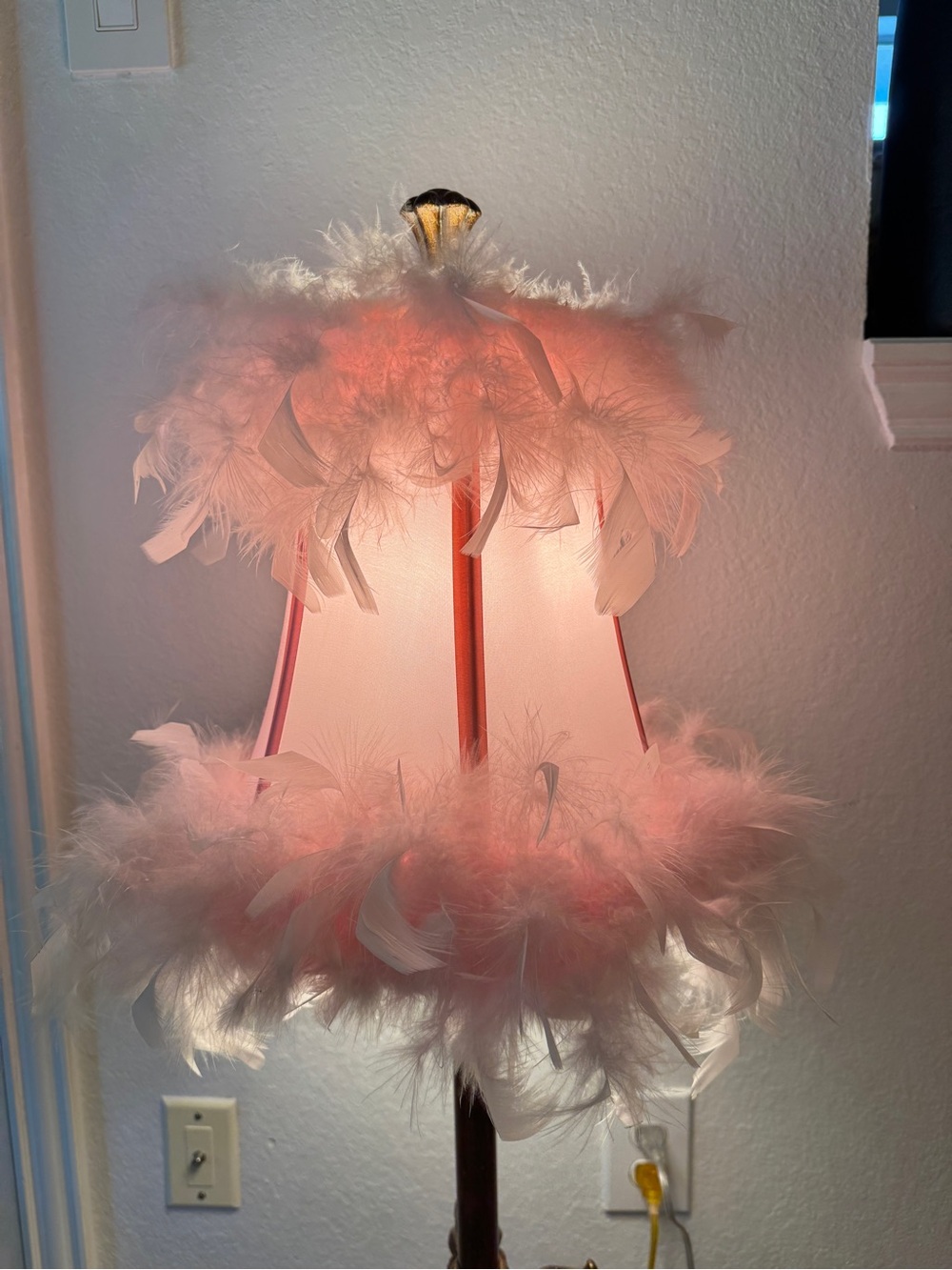 Chic Cottage Victorian Pink Feather Vintage Style Lamp Shade